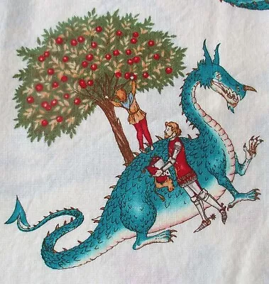 1 Yd Story Book Dragon Michael Miller Quilting Cotton Fabric Fantasy Knight Boy • $10.99