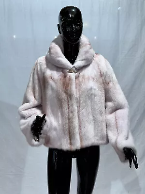 Real Fur Mink Brown Cross Short Jacket Hooded • $550