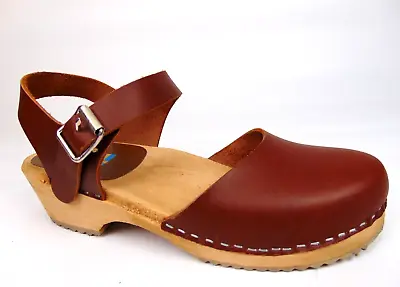 MIA Women's Sofia Brown Leather Block Heel Dress Clogs Shoes Size 8.0 M • $56.99
