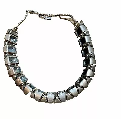 Mon Bijou Silver Pewter Wedge Vertebra Collar Statement Necklace GORGEOUS • $129