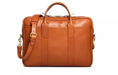 Frank Clegg Commuter Briefcase Smooth Tumbled Leather Cognac • $0.99