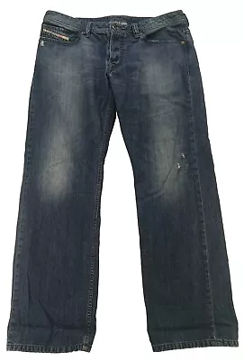 Diesel Industry Men's Jeans 36X30 Viker Straight Wash Blue Button Fly 0803F • $42.99