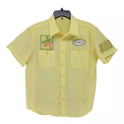 Mellow Yellow Uniform Work Shirt Vintage Yellow Short Sleeve With 3 Patches • $45.99