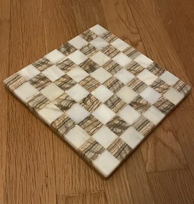 7-3/4” Marble Stone Chess Board Handmade Small Handmade Beige & White • $29.99