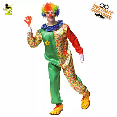  Circus Funny Clown Jumpsuit Cosplay Party Colorful Clown Costume For Adult Men • $28.07