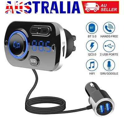 Wireless Bluetooth 5.0 FM Transmitter Adapter Hands-Free Calling Car USB Charger • $27.95
