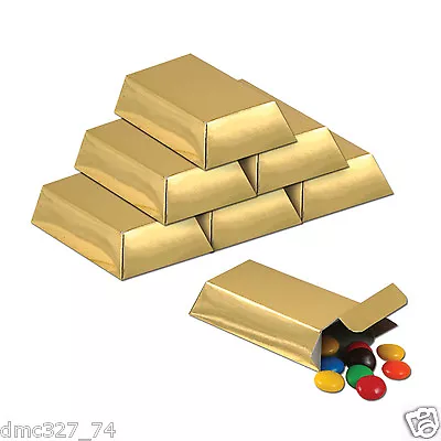 12 Mini GOLD BAR Favor Boxes Casino Pirate Or Great For Mine Craft Themed Party • $8.99