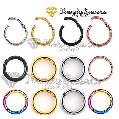 Quality Septum Clicker Tragus Hinged Segment Nose Ear Ring Titanium 1.2mm/1.6mm • £2.99