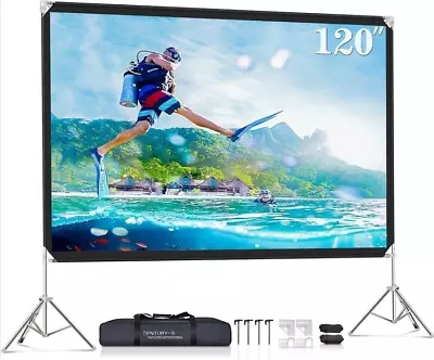 120  Projector Screen With Stand&Bag Portable Theater Projection Outdoor Movie S • $67.79