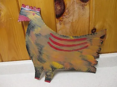 Large RA Miller Signed Rooster Painted Both Sides On Tin Georgia Folk Art! • $175