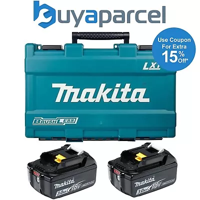 2 X Genuine Makita BL1830 18v 3.0ah Li-Ion LXT Lithium Ion Battery + Carry Case • £94.99