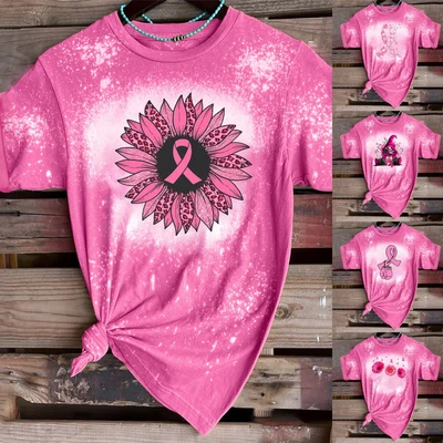 $24.60 • Buy Breast Cancer Awareness October We Wear Pink Tops Crew Neck T Shirts Printed