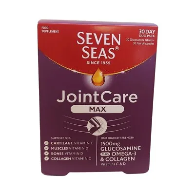 $34.99 • Buy Seven Seas JointCare Max 30 Day Duo Pack, Glucosamine + Omega-3s, UK Import