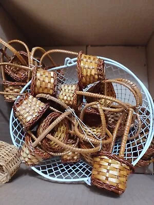 Vintage Lot Of 26 Mini Wicker Rattan Woven Baskets Various Styles & Sizes • $2.99