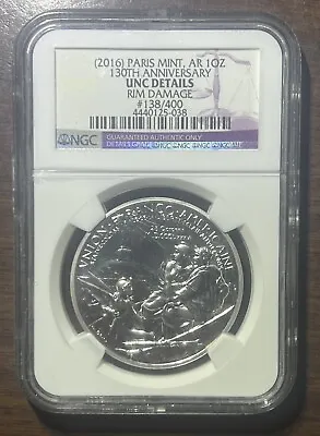 2016 Monnaie De Paris Statue Of Liberty 130th Anniv. 1 Oz Silver Medal NGC UNC • $149.99