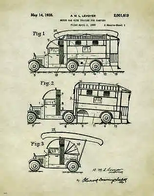 Vintage Travel Trailer Camper RV Patent Print Artwork Sales Office Wall Decor  • $9.95