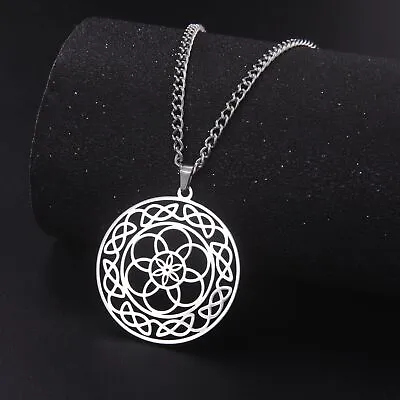 Stainless Steel Mandala Protection Amulet Necklace Supernatural Jewelry • $6.59