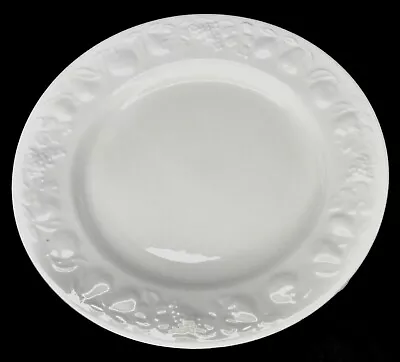 4 White Franco Giorgi Quadrifoglio Italy 8 1/2” Salad Plates Embossed Fruit • $39.99