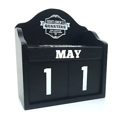 £9.99 • Buy Perpetual Wooden Block Calendar Black Vintage Shabby Chic