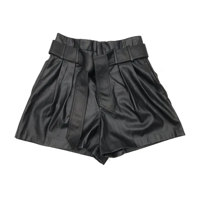 $38 • Buy Zara Women's Black Faux Leather Paper Bag Shorts Size M
