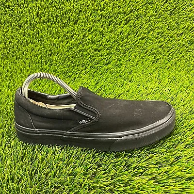 Vans Classic Slip On Mens Size 8.5 Black Athletic Walking Shoes Sneakers 500714 • $39.99