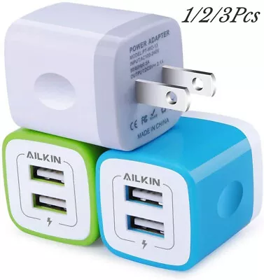 USB Wall Charger 2.1A Dual Port Phone Charging Base Cube Charger For IPhone 14 • $4.99