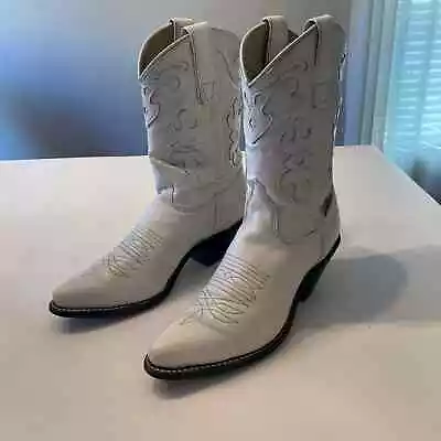 Vintage 80's Capezio Women's White Leather Western Cowgirl Boots Size 6.5 M • $75