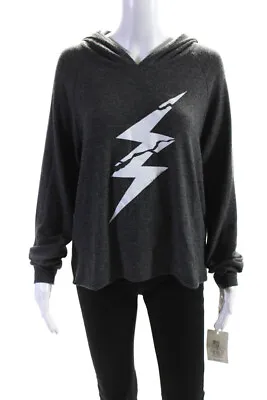 $39.99 • Buy Lauren Moshi Womens Cotton Knit Lightening Bolt Hooded Sweatshirt Gray Size XS