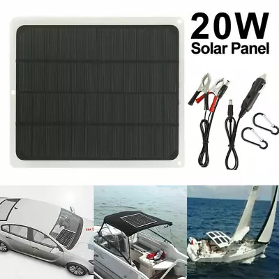 20W Solar Panel 12V Trickle Charge Battery Charger Maintainer Marine RV Car T-IT • $15.99