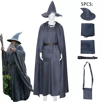The Lord Of The Rings The Hobbit Gandalf Cosplay Costume Halloween Full Set Suit • £46.80