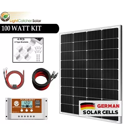 100 Watt Complete Solar Panel Kit For For 12v Lithium Or Lead Acid Battery Cha • $83.99