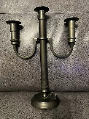 Industrial Look Tall Grey Metal  3 Arm Candlestick Holder Candelabra • £20