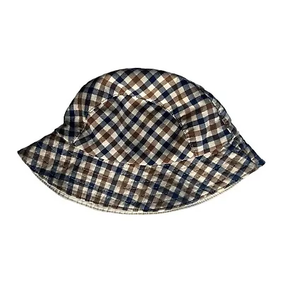 Vintage Aquascutum Hat Bucket Hat Reversible Beige Brown Check Pattern 90s 00s • £60