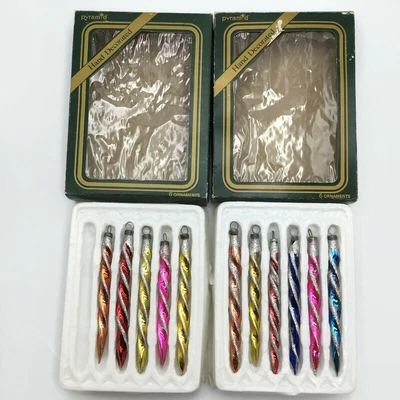$59.99 • Buy Rauch Pyramid 11 Twisted ICICLE Vintage Mercury Glass Christmas Ornaments Lot