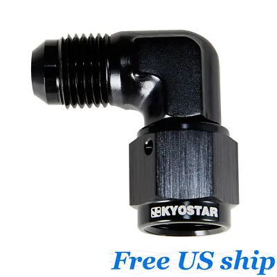 $12.58 • Buy 90 Degrees 8AN Female To 8AN Male Flare Swivel Hose Fitting Adapter AN8 Black