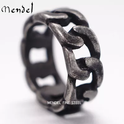 MENDEL Mens Stainless Steel Biker Miami Cuban Link Band Ring For Men Size 7-15 • $11.99