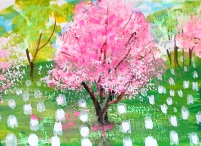 ACEO Original Painting WASHINGTON DC In SPRING Cherry Blossom TREES Kasheta ART • $14.99