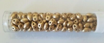$2.50 • Buy Preciosa, Czech Pressed Twin - Opaque Gold - 5 X 2.5 Mm, Two Holes (8253)