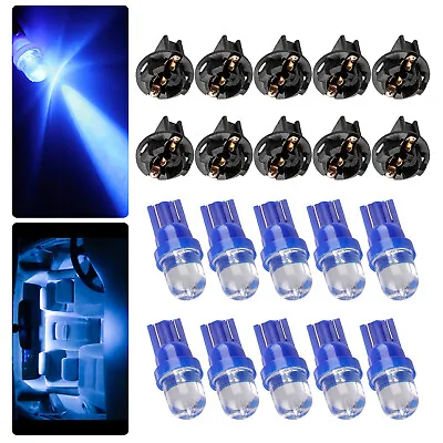 10pcs Blue T10 168 194 LED Bulbs Instrument Gauge Cluster Dash Light W/ Sockets • $6.86