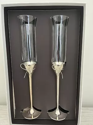 Vera Wang Wedgewood Wedding Love Knots Toasting Champagne Flutes • $44.95