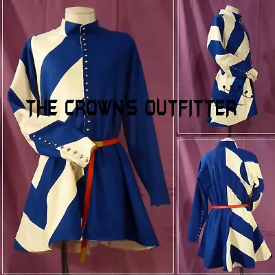 New Mens Blue 18th Century Medieval Clothing Re Enactor Frock Coat Men's Uniform • $191.99