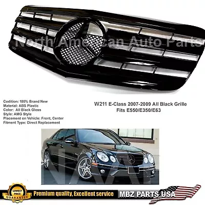 E-Class Grille All Black Glossy Star For E550 E63 E350 2007 2008 2009 Emblem New • $179