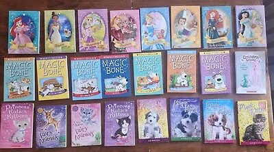 Lot Of 24 Girls Chapter Books Disney Princess Fairy Animals Magic Bone Kitten • $38