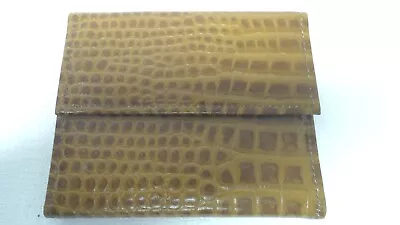 SAKS FIFTH AVENUE Brown Alligator Print Leather Small Trifold Credit Card Wallet • $24.99
