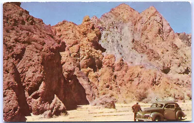 Postcard CA Painted Canyon Near Mecca Union Oil 76 Series Man Leaning On Car L7 • $3.88