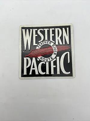 Western Pacific Railroad Post Cereal Tin Metal Sign Feather River Vintage 1950's • $15