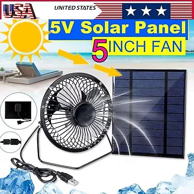 Solar Powered Fan Portable Mini Ventilator Greenhouse Pet Outdoor Travel Cool • $16.59