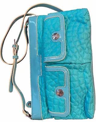 Vera Bradley Crossbody Shoulder Bag Aqua Blue Quilted With Patent Leather Trim • $14.99