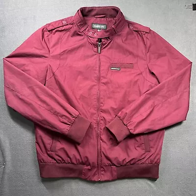 Members Only Jacket Mens Large Maroon Full Zip Long Sleeve Bomber Racer • $24.99