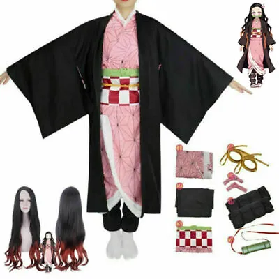 $19.99 • Buy Anime Kamado Nezuko Costume Demon Slayer Kimetsu No Yaiba Cosplay Costumes Wigs